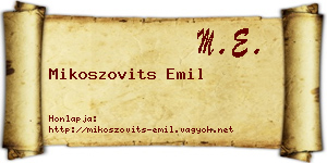Mikoszovits Emil névjegykártya